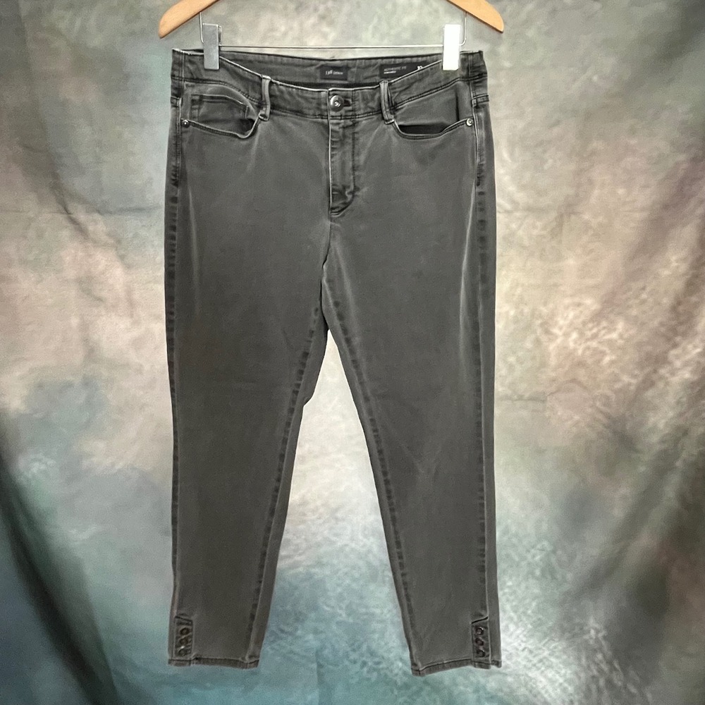J. Jill Denim Gray‎ Authentic Fit Slim Ankle Jeans Button Hem 10